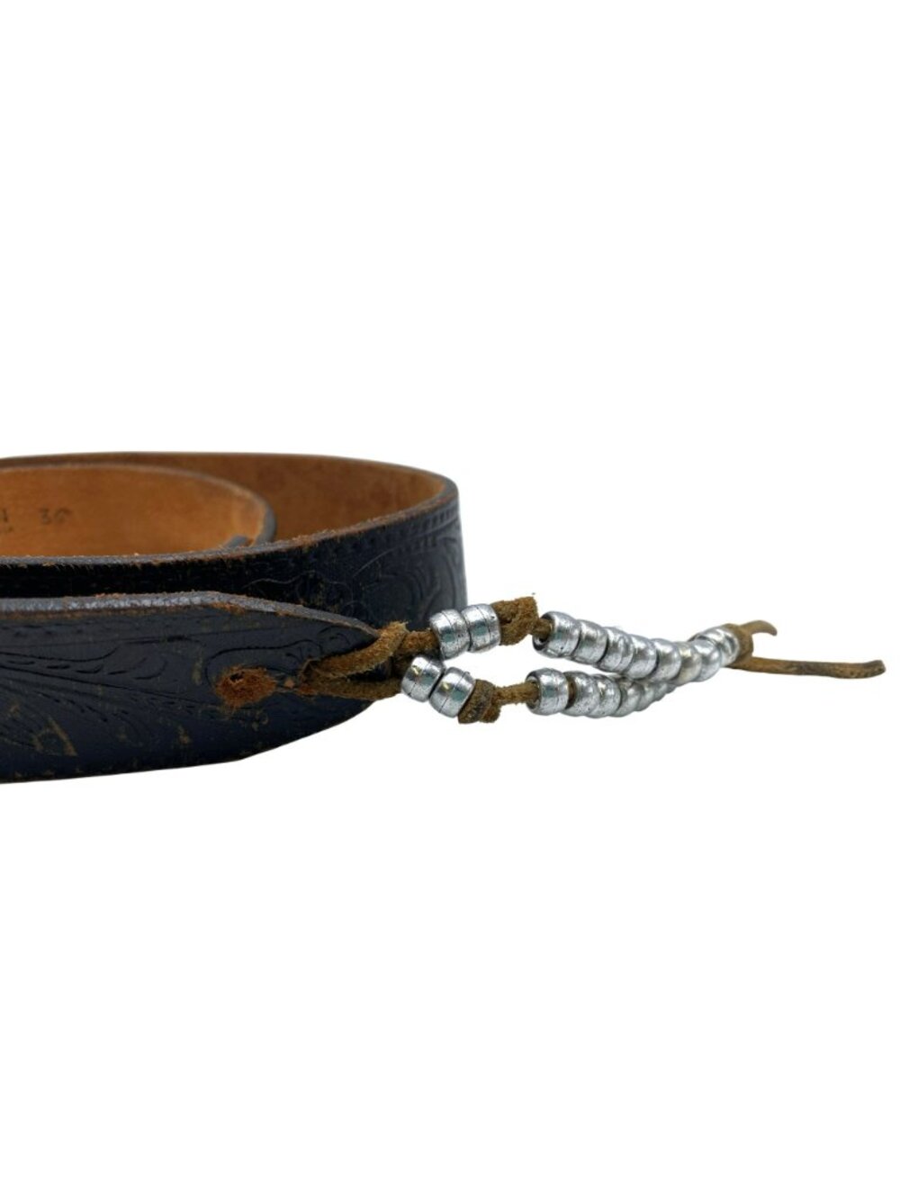Vintage Tex Tan Belt Cowhide Leather Black Floral Tooling Texas Marked! 36-32" - Picture 6 of 7